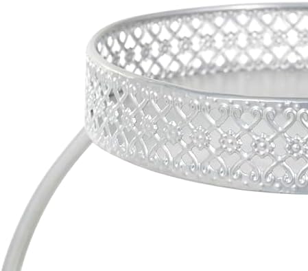 Deco 79 Metal Indoor Outdoor Plantstand Curved Folding 3 Tier Plant Shelf with Floral and Scroll Patterns, Plant Stand 17" x 17" x 20", Silver - Image 4