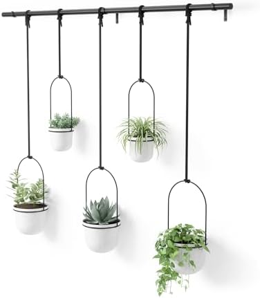 Umbra Triflora Hanging Planter, Window Herb Garden, Set of 5, White/Black by Umbra