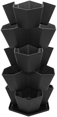 Tierra Verde Large Stackable Modular Planter with 5 Levels, Black by TierraVerde