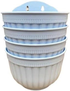 4 Pcs Hanging Planters Flower Pot, Colorful Resin Wall Plant Basket Flower Hanger, Indoor Outdoor Detachable Hook Bucket Plants Holder for Garden Balcony Fence Window Trellis Mounted (Blue) by Unknown