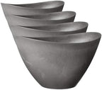 Arcadia Garden Products PSW Pot Collection YB41CT Plastic/Stone/Wood Composite Curved Planter Pot, No Drainage Hole (Drillable) - Indoor & Outdoor Plants and Gardens, Cement Gray, 16-inch (Pack of 4) by PSW