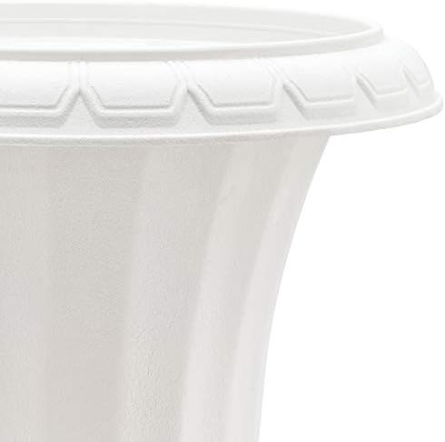 Arcadia Garden Products Plastic Garden Pedestal Urn, Set of 2 Classic Decorative Garden Pot Planter for Indoor and Outdoor Plants, 22” x 36”, White - Image 5