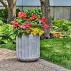 16 Inch Modern Gypsum Planter with Drainage Hole - Minimalist White Cement Flower Pot for Indoor Plants, Contemporary Decorative Container for Living Room & Office - Image 2