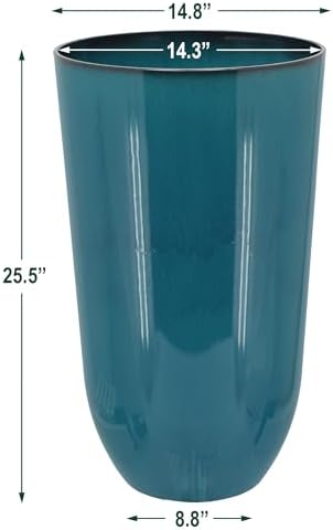 Arcadia Garden Products 25.5-inch Tall Set of 2 Teal Large Plastic Planter Pots with Drainage Plug for Indoor or Outdoor Use, Decorative Lightweight Garden Flower Pot for Porch, Patio, Deck - Image 5