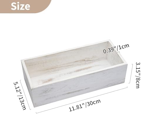 NUPTIO Wooden Box Centerpieces, Rectangle, 11.8" Long, Whitewashed, 6 Pcs - Image 4
