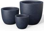 Kante 3-Pack 18" 14" 10" W Round Charcoal Concrete Planters by Unknown