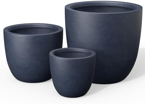 Kante 3-Pack 18" 14" 10" W Round Charcoal Concrete Planters by Unknown
