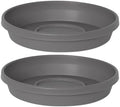 Bloem Terra Plastic Saucer Tray for 14" Terra Planters, Charcoal, 2-Pack by Bloem