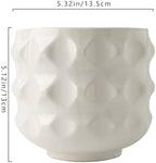 Ceramic Plant Pots, Geometry Textured Flower Pots Indooe/Outdoor, Modern Planter for Home Decor,Office,Bookshelf,Living Room, 5'' H (White) - Image 7