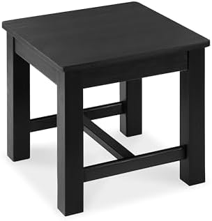 12" Wooden Step Stool, Small Wood Stool for Bathroom, Kitchen - Black by VICTORYRELAX