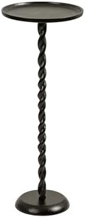 Kate and Laurel Ropa Transitional Round Pedestal Drink Table, 9 x 9 x 22, Black, Decorative Cast Aluminum Mini Table with Spiral Rope Design for Use as Indoor Plant Stand or Living Room Accent by KateandLaurel