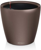 Lechuza Classico 35 LS Self Watering Planter Garden Flower Plant Pot Indoor/Outdoor Floor Planter with Drainage Hole and Plant Substrate Poly Resin D35 H33 cm Espresso Metallic by LECHUZA