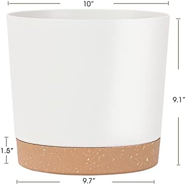 kubvici Plant Pots for Indoor Plants, 2 Pack 10 Inch Plant Pot Plastic Flower Pots Planters with Drainage Saucer for Indoor Outdoor Garden Home (10" White) - Image 3