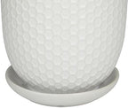 Deco 79 Porcelain Ceramic Geometric Indoor Outdoor Planter Small Planter Pot with Attached Saucer, Set of 3 Planters 8", 6", 5" H, White - Image 2