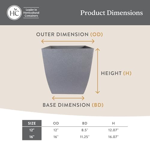 The HC Companies Santa Fe Square Self-Watering Pot - Lightweight Plastic Planter for Herbs & More - Durable Plant Pots for Indoor Plants & Outdoor Plants (16" Black Sand, Pack 1) - Image 6