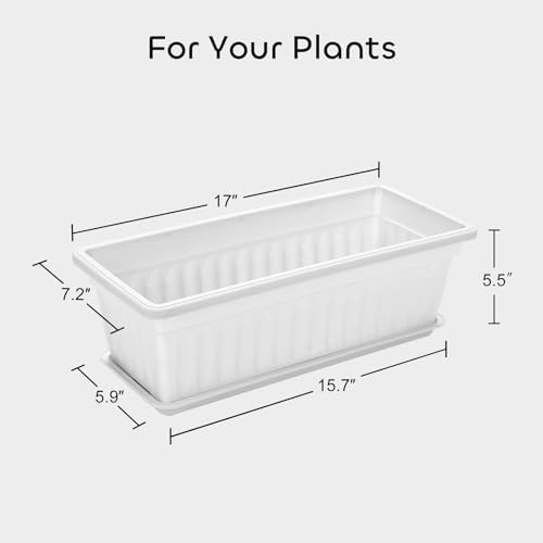 GROWNEER 6 Packs 17 Inches White Flower Window Box Plastic Vegetable Planters Long Pots with 15 Pcs Plant Labels for Outdoor Indoor Windowsill, Patio, Garden, Home Decor, Porch - Image 5