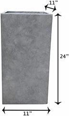 Kante Lightweight Modern Tall Square Outdoor Planter, 23.6 Inch Tall, Gray Concrete - Image 5