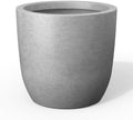 Kante Modern Home Minimalist 13.3" Dia Pale Gray Concrete Curved Planter by Unknown