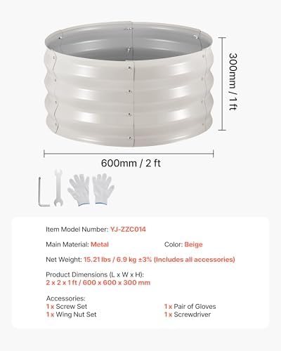 VEVOR 3 Pcs 2x2x1ft Round Raised Garden Bed Kit, Outdoor Metal Galvanized Raised Beds for Gardening Vegetables, Easy Assembly Garden Planter Box for Flowers Fruits - Image 7
