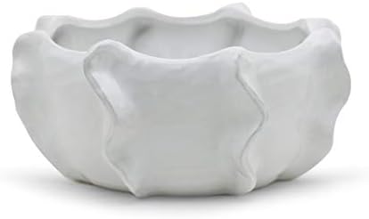 WGV Ceramic Bowl Vase, Width 10.25", Height 4.75", Corral Pot, White Large Mantel Planter Centerpiece for Wedding Event Office Home Decor, 1 Piece by WGVInternational-OpusGlassware