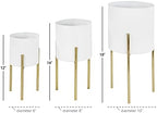 Deco 79 Metal Indoor Outdoor Planter Large Planter Pot with Removable Gold Stand, Set of 3 Planters 18", 14", 12"H, White - Image 3