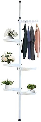 LOYALHEARTDY 7-Tier Tension Pole Plant Stand Adjustable Hanging Corner Shelf Corner Flower Display Rack Holder Indoor Decorative Display Rack Stands for Flower Pots Floor to Ceiling, White by LOYALHEARTD
