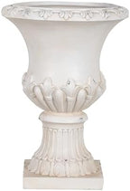 Christopher Knight Home 24.8 Inch Vintage Fleur-de-Lis Pedestal Urn Planter, Outdoor MGO Flower Pot, Faux Stone Garden Planter for Patio, Porch, Entryway and Yard, Antique White - Image 4