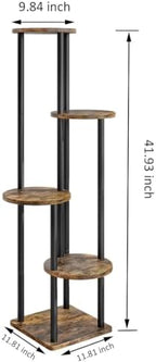 AZERPIAN Plant Stand Indoor Tall Corner Tiered Shelf 5 Tier Metal MDF Board - Image 4