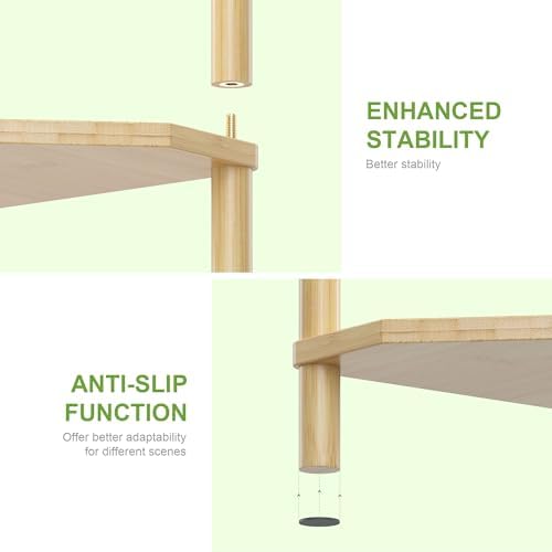 Wisuce Natural Small Corner Shelf Stand, 3-Tier Bamboo Corner Bookshelf - Image 7