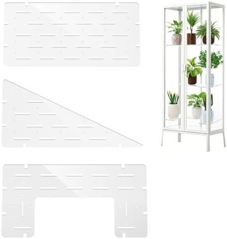 3 Pcs Clear Acrylic Plant Corner Shelves, 8mm Thick Load Bearing Acrylic Shelves Fit Milsbo Tall Greenhouse Cabinet, Ventilated Replacement Display Trays for Potted Seedlings A by Washranp
