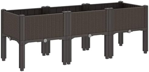 Gecheer Elevated Garden Planter Box with Legs, 47x16x17 Inch Brown Raised Planter for Outdoor Patio Terrace, Durable PP Rattan Look Flower Pot for Vegetables Herbs Climbing Plants - Image 5