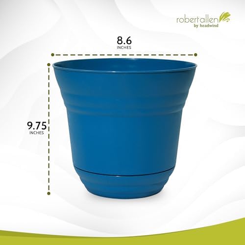 Headwind Traverse Planters – 10" 2 Pack Plastic Plant Pot in Sapphire Blue - Indoor & Outdoor Pots for Plants with Drainage - Decorative Plant Pot, Flower Pots Outdoor for Garden by Robert Allen - Image 2