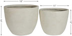 14" Round Concrete Outdoor Planter Pots Set of 2, Rustic Large Planter Pots for Outdoor Plants with Drainage Holes for Home Front Porch Garden Patio, White - Image 3