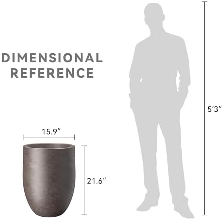 Kante Large Round Bullet Char Brown Concrete Planter 21.7" Tall, Outdoor - Image 7