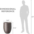 Kante Large Round Bullet Char Brown Concrete Planter 21.7" Tall, Outdoor - Image 7
