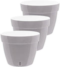 Gardenera 7.9" ASTI Self Watering Planter (Set of 3) in Grey/White - Modern Flower Pot with Water Level Indicator for All House Plants, Flowers, Herbs, Succulents and Hanging Plants by Gardenera