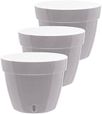 Gardenera 7.9" ASTI Self Watering Planter (Set of 3) in Grey/White - Modern Flower Pot with Water Level Indicator for All House Plants, Flowers, Herbs, Succulents and Hanging Plants by Gardenera