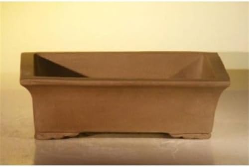 Tan Rectangular Unglazed Ceramic Bonsai Planter Box 8.25" x 5.75" x 3" by Bonsai+Boy