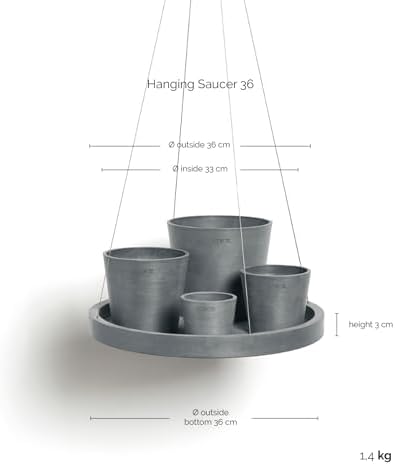Ecopots Hanging Round Planter Saucer, Blue Grey, 14" - Image 2