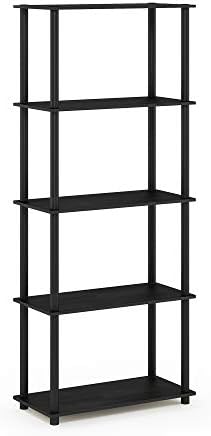 Furinno TURN-N-TUBE Storage Shelves, 5-Tier Book Shelf, Corner Shelf, Toolless Open Shelves, for Organization and Storage, Living Room, Garage, Home Office, Americano - Image 5