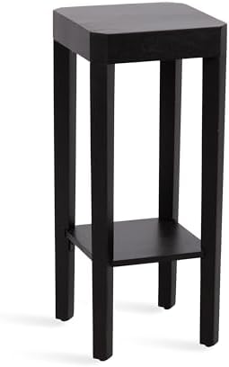 Kate and Laurel Talcott Modern Square Wood Drink Table, 12 x 12 x 28, Black, Transitional Decorative Two-Tier Pedestal Table for Use as Plant Stand Indoors or Living Room Decor Accent by KateandLaurel