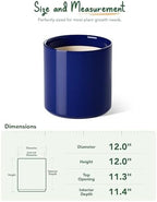 LE TAUCI 12 Inch Pot for Plants, Ceramic Indoor Planter, Midnight Blue - Image 4