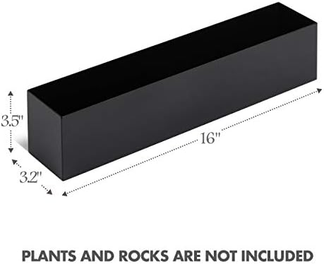 DR&Co Modern Black Trough Rectangular Planter, 16“ Metal Window Planter Box for Succulent, Small Rectangle Box for Desk or Windowsill, Stainless Steel, Great Gift Ideas for Women Men - Image 2