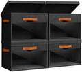 Homsorout Large Storage Bins with Lids - 4 Pack Foldable Decorative Organizers with Clear Windows & Handles, Cube Storage Organizers for Clothes, Blankets, Sweaters, Sheets, Black by Homsorout