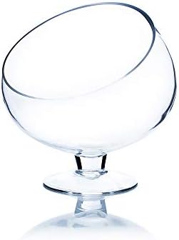 WGV Slant Cut Bowl Glass Vase with Stand, Width 6.5", Height 7", Clear Planter Terrarium, Candy Dish, Fruit Jar for Wedding Party Event, Home Office Decor, 1 Piece by WGVInternational-OpusGlassware