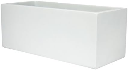 Brisbane Rectangle Fiberglass Planter Box (L:24" x W:8" x H:8", Matte White) - Image 2