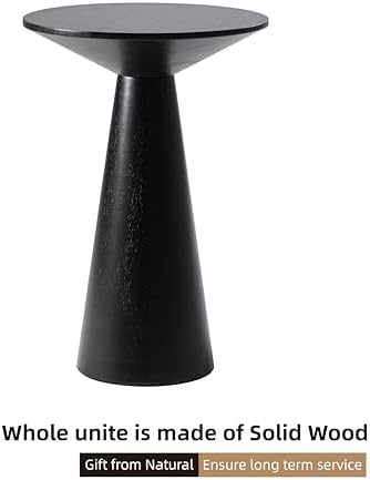 COZAYH Farmhouse Pedestal Small End Table Round Martini Table, Black - Image 4