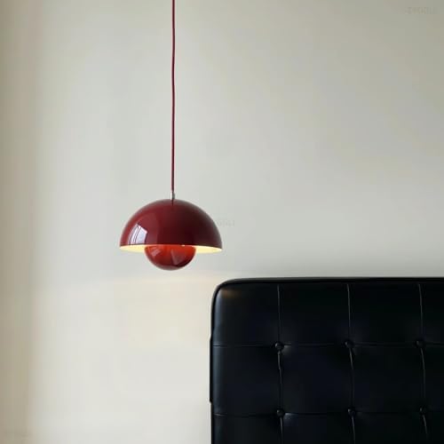 Nordic Retro Flower Bud Pendant lamp, 78.7″ Adjustable Cord Metal Hanging Lights Fixture for Kitchen, Bar Dining Room Living Room W9.1″ X H 6.3″ Chandelier Over Table (Brown Red) Small Hardwired by Unknown
