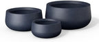 Kante Set of 3 Charcoal Concrete Bowl Round Planters for Modern Home by Unknown