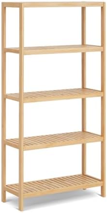 5-Tier Bamboo Freestanding Multi-use Shelf Unit Bookshelf Bookcase by HLXZN